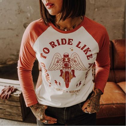 T-shirt manches longues Wildust RIDE LIKE A GIRL - Blanc / Rouge