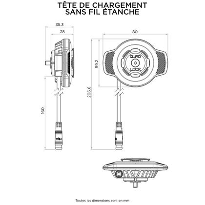 Support Smartphone Quad Lock Base de charge rapide sans fil étanche