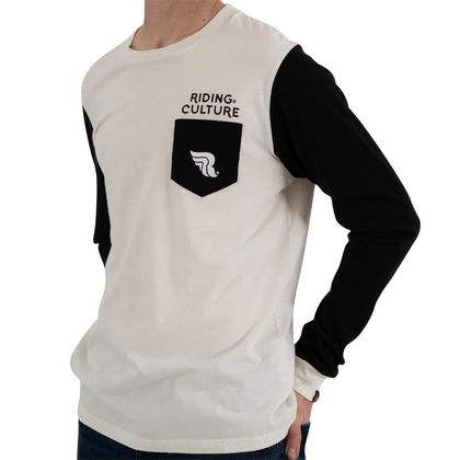 T-shirt manches longues RIDING CULTURE BLACK/DIRT WHITE L/S - Blanc Ref : RID0005 