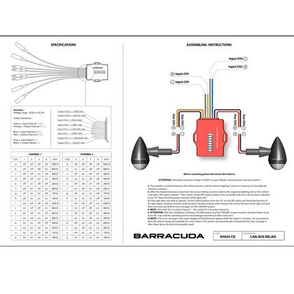 Centralina degli indicatori di direzione Barracuda CAN BUS universale - Rosso