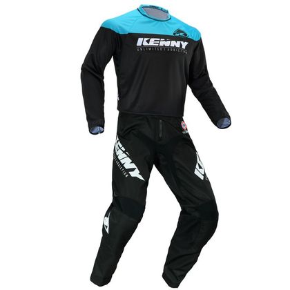 Camiseta de motocross Kenny TRACK RAW - BLACK TURQUOISE 2020
