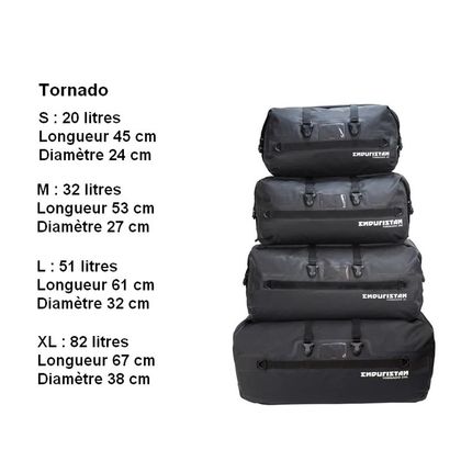 Bolsa de asiento Enduristan Tornado XL (82 litros) universal - Negro
