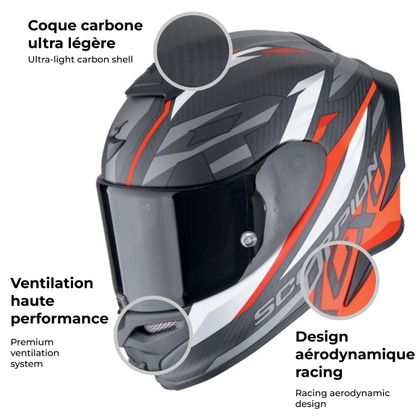 Casque intégral Scorpion Exo EXO R1 EVO CARBON AIR - RUNNER - Noir / Rouge