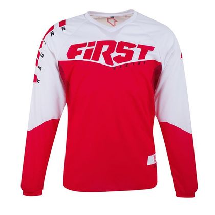 Camiseta de motocross First Racing SCAN RACE - WHITE RED 2021 Ref : FR0753 