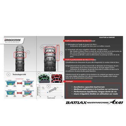 Pneumatique Bridgestone BATTLAX ADVENTURE AX41 90/90 - 21 (54Q) TL universel