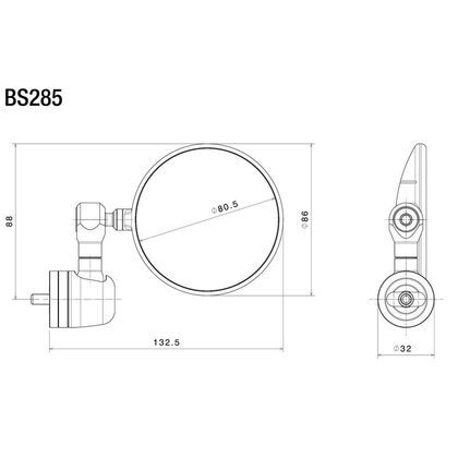 Espejo retrovisor Rizoma Spy R universal 80 mm (una unidad) universal - Gris