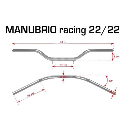Manubrio Barracuda RACING DIAMETRE 22 MM universale - Grigio