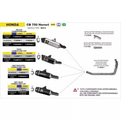 Silencieux Arrow PISTA TITANE Racing - Gris