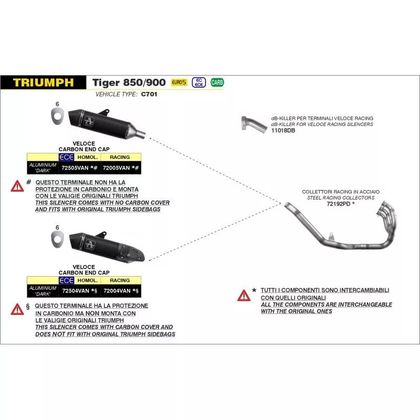 Arrow VELOCE ALU DARK Racing Schalldämpfer - Grau / Schwarz