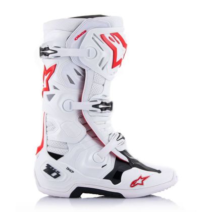 Botas de motocross Alpinestars TECH 10 - SUPERVENTED - WHITE / BRIGHT RED 2023 - Blanco / Rojo