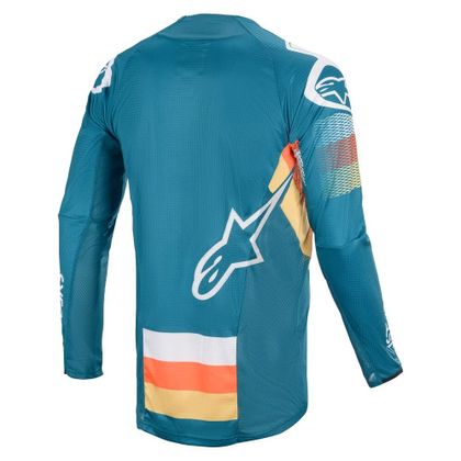 Camiseta de motocross Alpinestars TECHSTAR -  FACTORY VENOM - PETROL WHITE ORANGE FLUO 2020