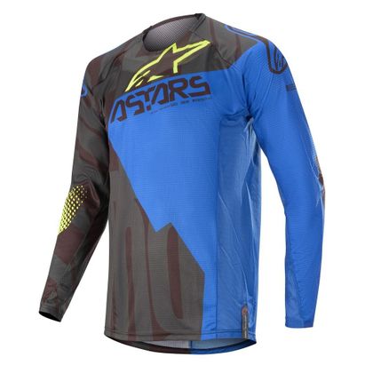Camiseta de motocross Alpinestars TECHSTAR -  FACTORY - BLACK DARK BLUE YELLOW FLUO 2020 Ref : AP11759 