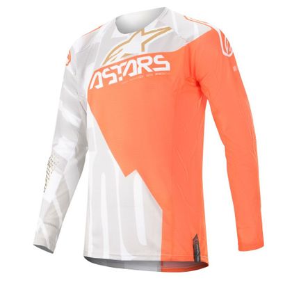 Camiseta de motocross Alpinestars TECHSTAR -  FACTORY METAL - WHITE ORANGE FLUO 2020 Ref : AP11755 