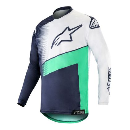 Camiseta de motocross Alpinestars RACER SUPERMATIC DARK NAVY TEAL WHITE 2019 Ref : AP11376 