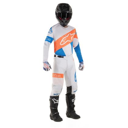 Camiseta de motocross Alpinestars RACER TECH ATOMIC COOL GRAY MID BLUE ORANGE FLUO 2018