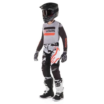 Maillot cross Alpinestars YOUTH RACER TACTICAL BLACK GRAY RED FLUO