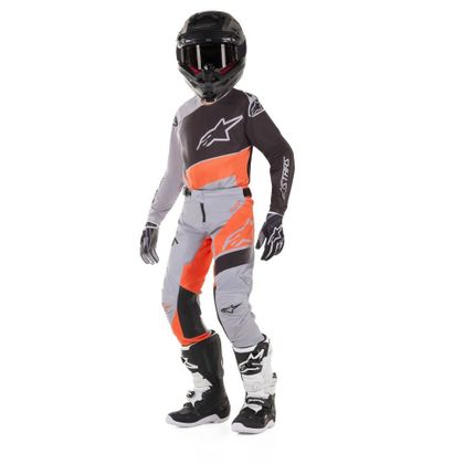 Camiseta de motocross Alpinestars YOUTH RACER SUPERMATIC LIGHT GRAY ORANGE FLUO BLACK