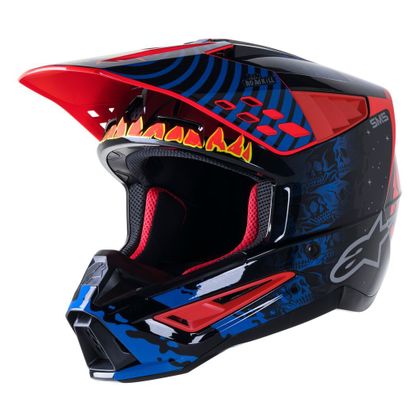 Alpinestars S-M5 SOLAR FLARE - BLACK BLUE RED FLUO GLOSSY 2023 Crosshelm Ref: AP12663 