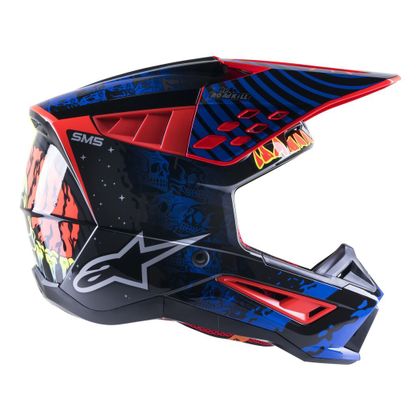 Alpinestars S-M5 SOLAR FLARE - BLACK BLUE RED FLUO GLOSSY 2023 Crosshelm