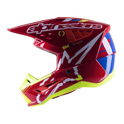 Casque cross Alpinestars S-M5 ACTION - BRIGHT RED WHITE YELLOW FLUO 2023 - Rouge / Blanc