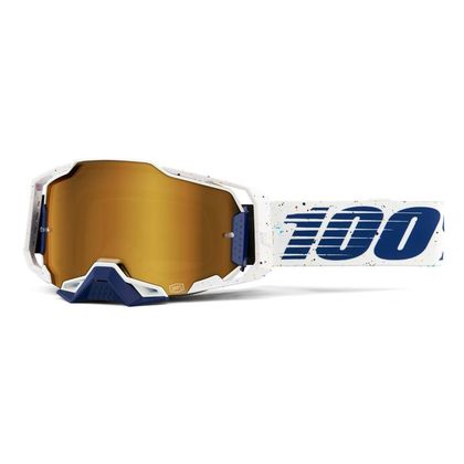 Gafas de motocross 100% ARMEGA SOLIS - IRIDIUM TRUE GOLD 2023 - Blanco / Azul Ref : CE1223 / 50005-00024 