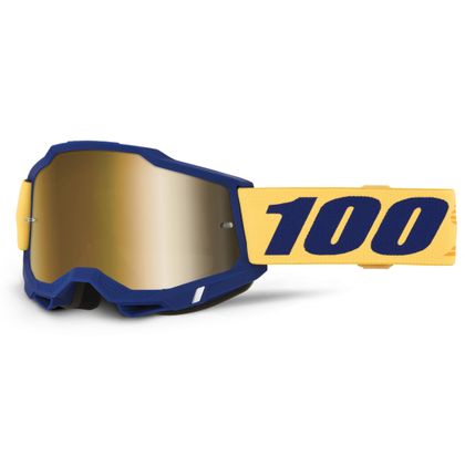 Masque cross 100% ACCURI 2 DESOTO- Mirror True Gold 2026 - Bleu / Jaune