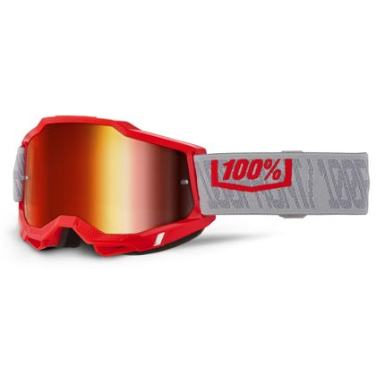 Masque cross 100% ACCURI 2 GATORBACK- Mirror Rouge 2026 - Rouge / Gris