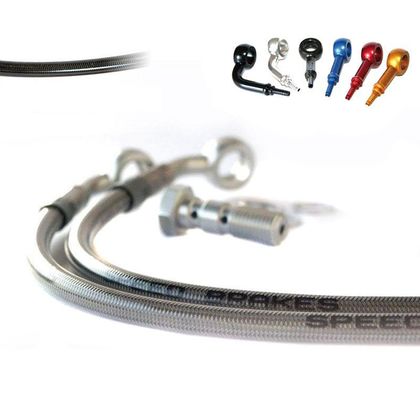 Tecnium Stainless steel Front Braided brake hose kit - Grey