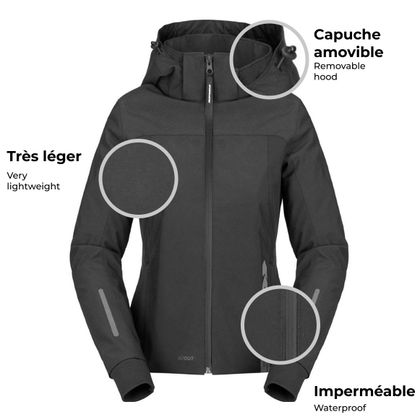 Blouson Moto Spidi HOODIE H2OUT II LADY - Noir