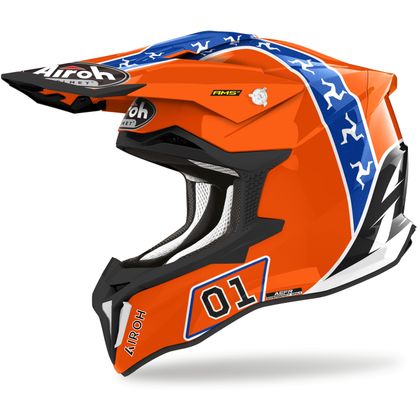 Casco de motocross Airoh STRYKER - HAZZARD 2023 - Naranja / Azul Ref : AR1232 