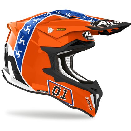 Casco de motocross Airoh STRYKER - HAZZARD 2023 - Naranja / Azul