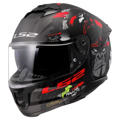 Casque LS2 FF808 - STREAM II - ANGRY MONKEY - Noir / Rouge