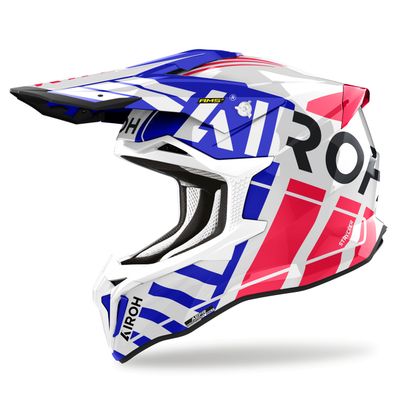 Casco de motocross Airoh STRYKER - BRAVE 2024 - Azul / Rojo Ref : AR1357 