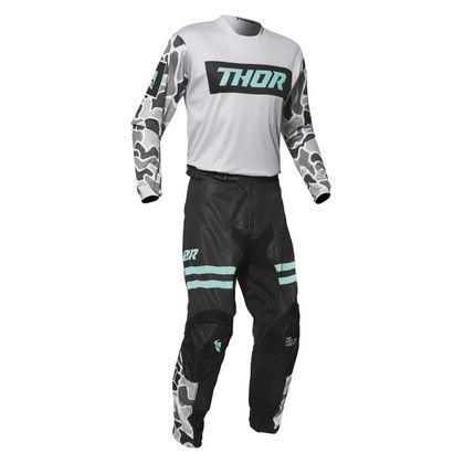 Pantalón de motocross Thor PULSE - AIR FIRE - OFFROAD - LIGHT GRAY BLACK 2020