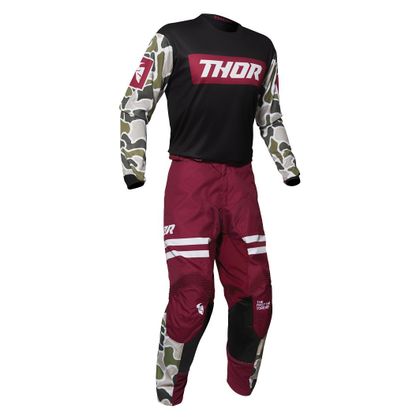 Camiseta de motocross Thor PULSE - FIRE - OFFROAD - BLACK MAROON 2020