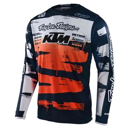 Camiseta de motocross TroyLee design GP BRUSHED TEAM NAVY/ORANGE ENFANT Ref : TRL0736 
