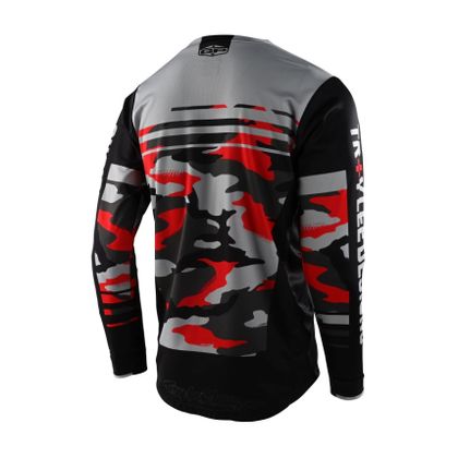 Camiseta de motocross TroyLee design GP FORMULA CAMO BLACK/ROCKET RED 2022