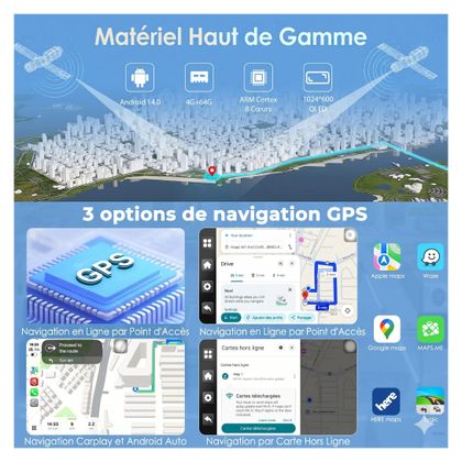 Ecran connecté Carpuride W702Plus - Carplay®/Android Auto™ - 7 pouces Universel