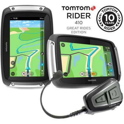 GPS TomTom Rider 410 Great Rides edition + Intercomunicador cardo scala rider universal Ref : TM0019 / TT.410-PRO 