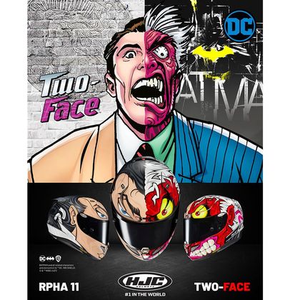Casque Hjc RPHA 11 - TWO FACE DC COMICS - Noir / Rouge