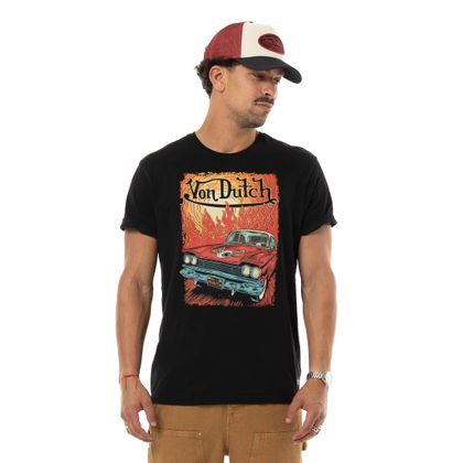 T-Shirt manches courtes Von Dutch FLAME - Noir Ref : VDH0355 