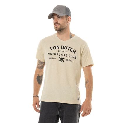 T-Shirt manches courtes Von Dutch ESTABLISH - Beige Ref : VDH0342 