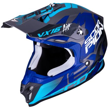 Casco de motocross Scorpion Exo VX-16 AIR - ALBION - MATT SILVER BLUE 2019