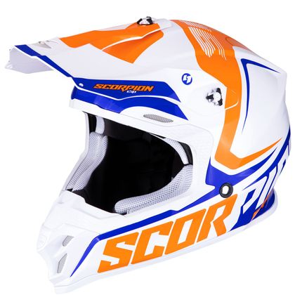 Casco de motocross Scorpion Exo VX-16 AIR - ERNEE - PEARL WHITE ORANGE BLUE 2019 Ref : SC0520 