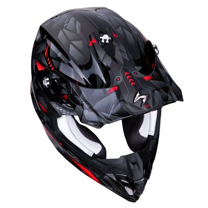 Casco de motocross Scorpion Exo VX-16 AIR - PUNCH - BLACK SILVER RED 2020