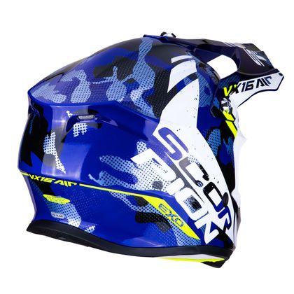 Casco de motocross Scorpion Exo VX-16 AIR - WAKA - BLACK WHITE BLUE 2020