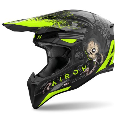 Casco de motocross Airoh WRAAAP - DARKNESS 2024 - Negro / Amarillo Ref : AR1384 