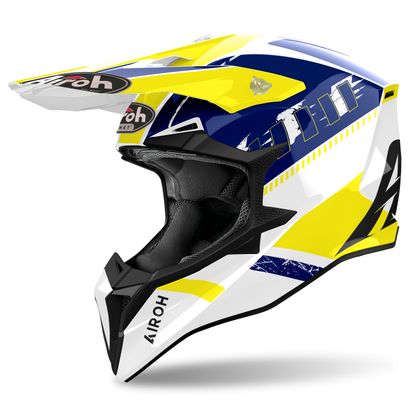 Casco de motocross Airoh WRAAAP - FEEL 2024 - Amarillo / Azul Ref : AR1383 