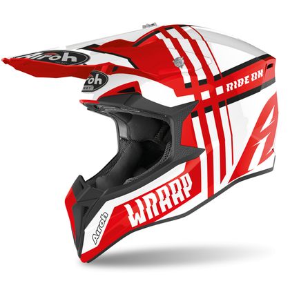 Casco de motocross Airoh WRAAP - BROKEN - RED GLOSS 2021 Ref : AR1027 