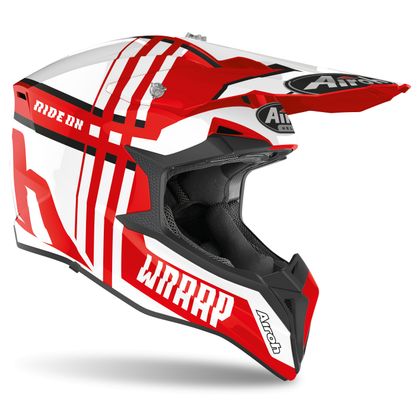 Casco de motocross Airoh WRAAP - BROKEN - RED GLOSS 2021